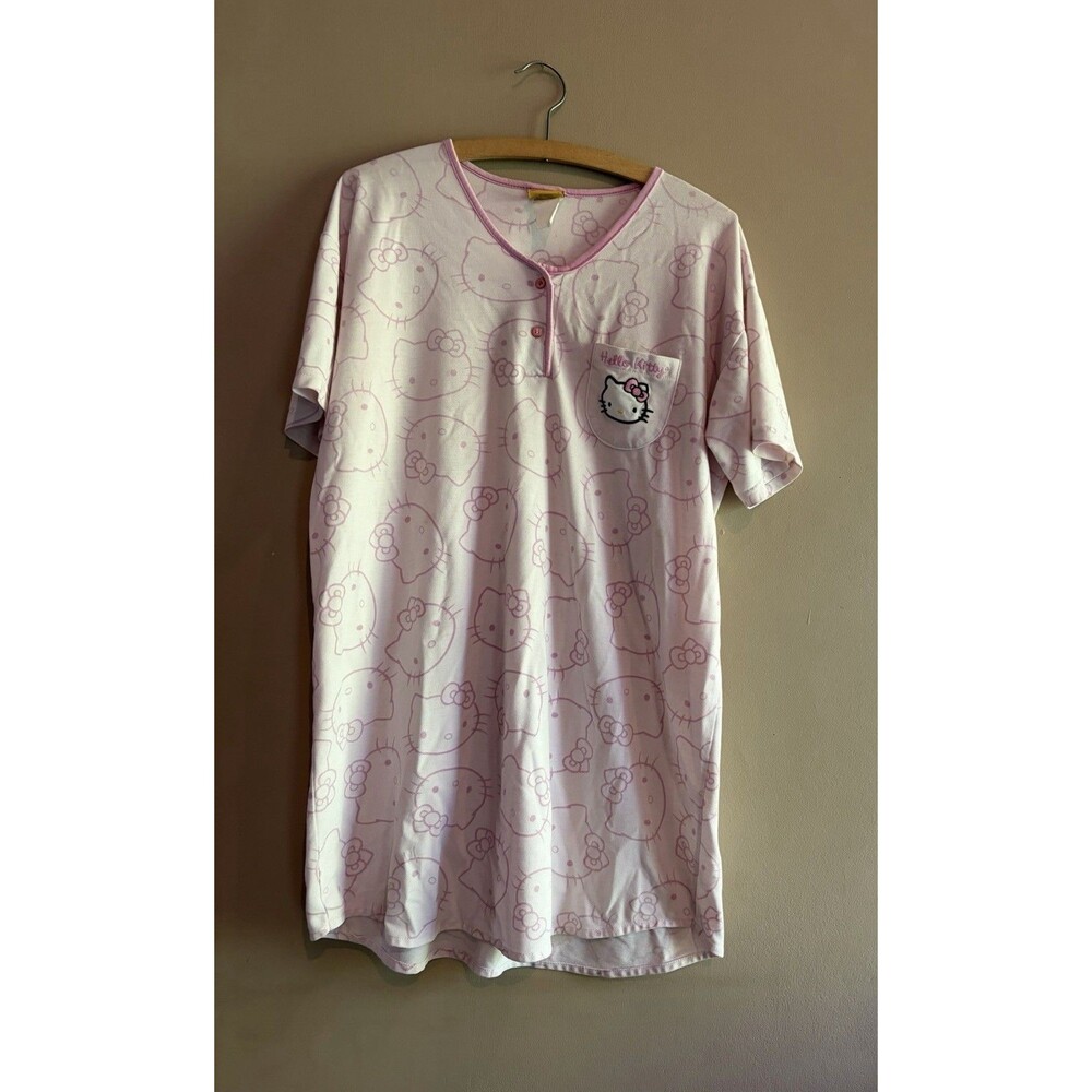 Official Sanrio Women's Hello Kitty Cute Sleep Shirt‎ Nightgown Pink Size Medium